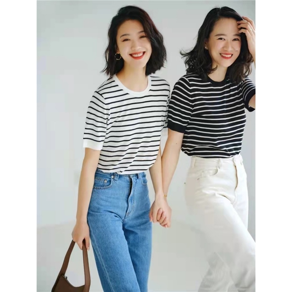 용감무쌍 용수정 48회 이화정 티셔츠 반팔 기미연 줄무늬 데일리 의상 옷 패션 - 상세 이미지 2