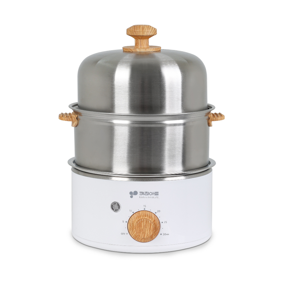 키친아트 2단 올스텐 계란찜기 타이머 전기 찜기 에그쿠커 만능 반숙