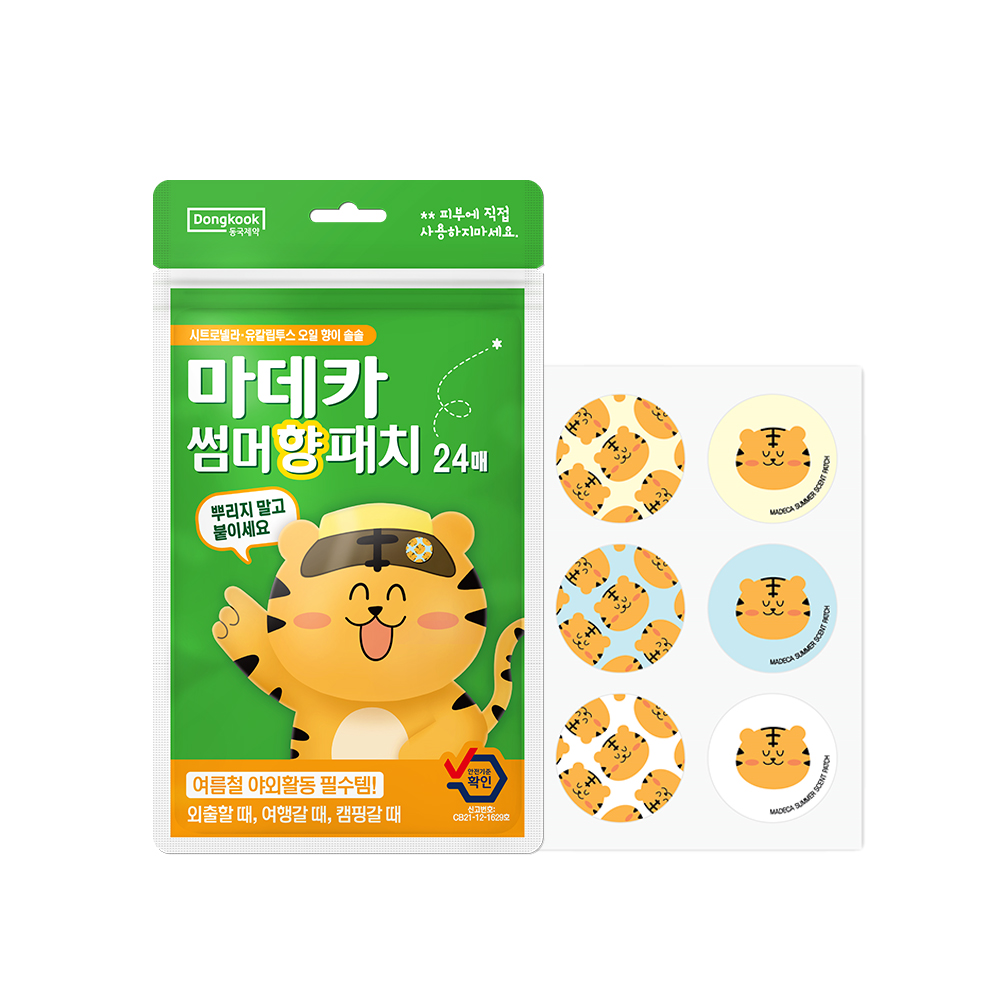 동국제약 마데카 썸머 향 패치 24매 1개 / 유아 어린이 캠핑 야외활동 밴드 스티커 시트로넬라 - 상품 이미지