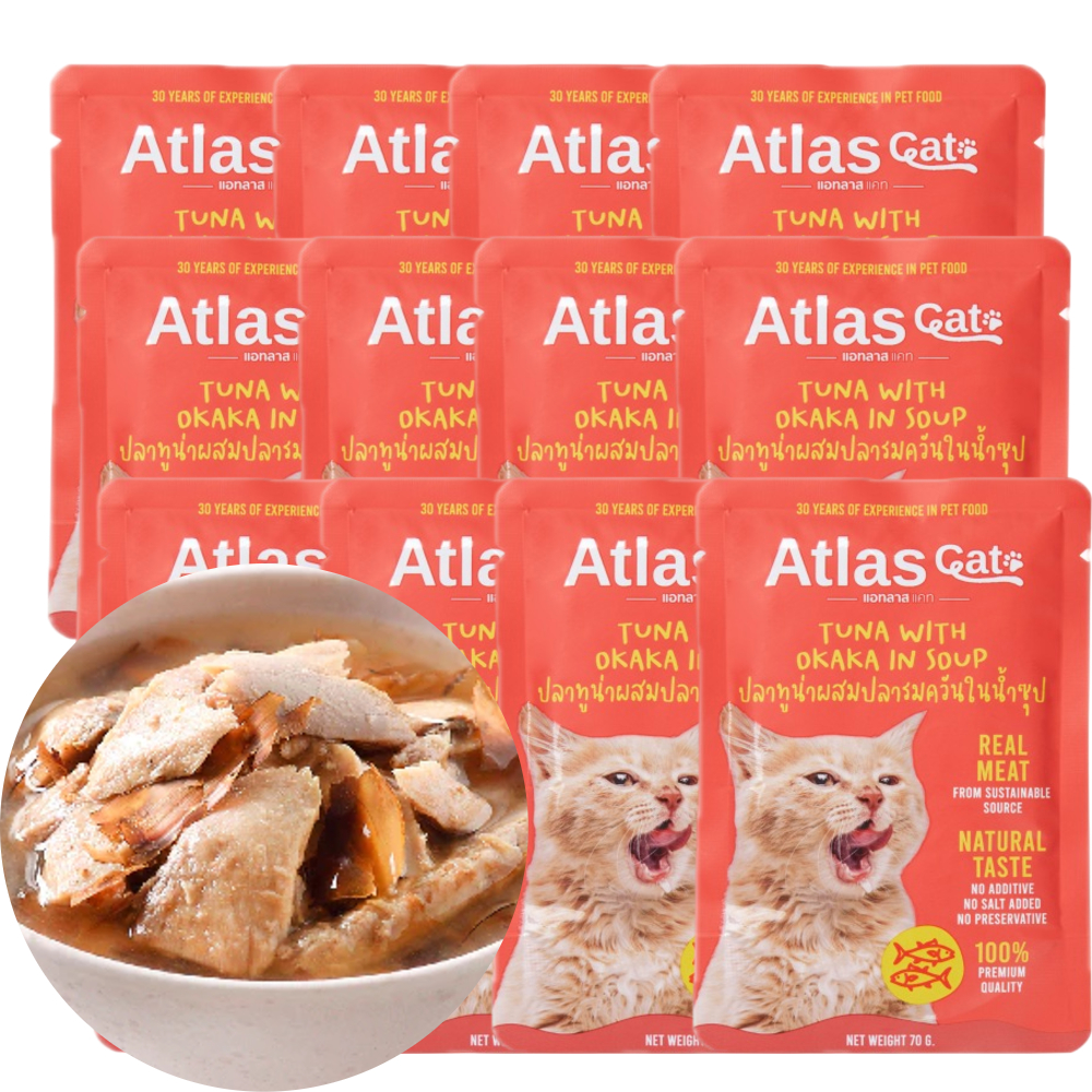 아틀라스 캣 고양이 파우치 참치+가다랑어포, 70g, 12개 제품 이미지