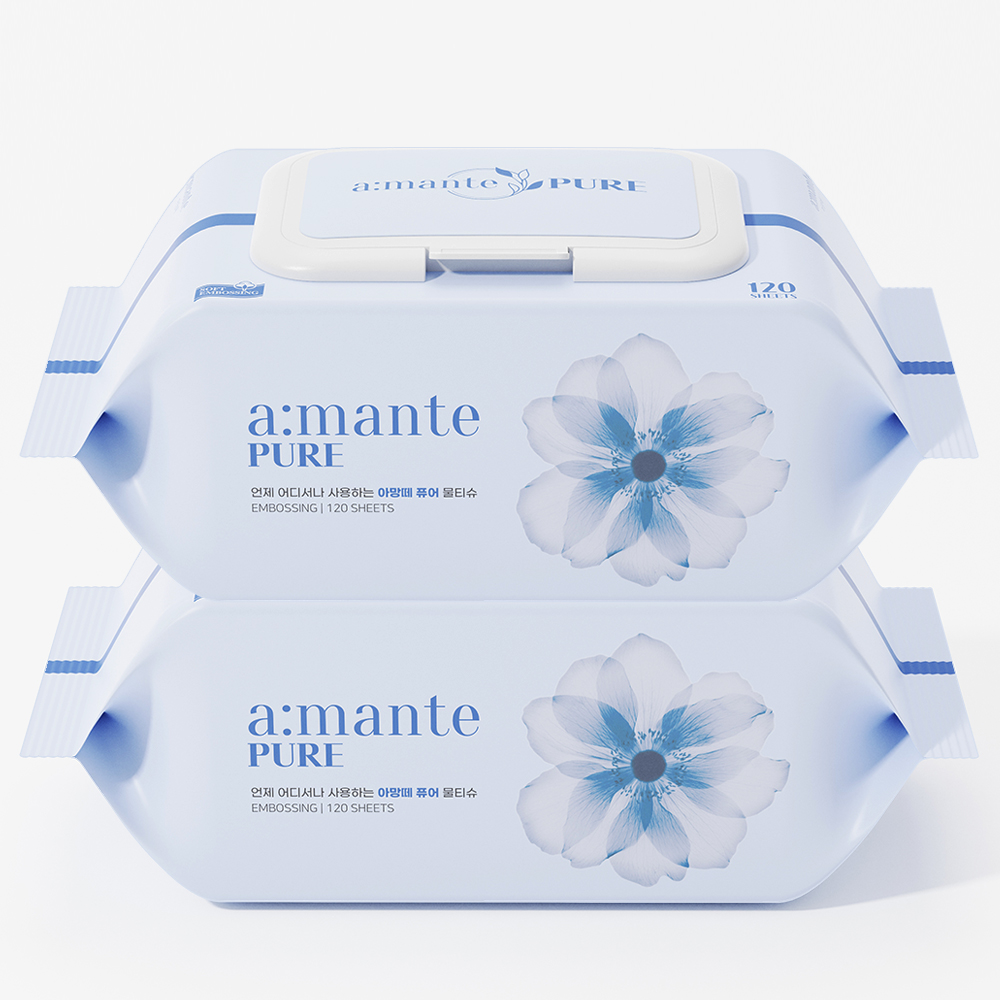 아망떼 퓨어 대용량 아기물티슈 캡형 120매, 20개
