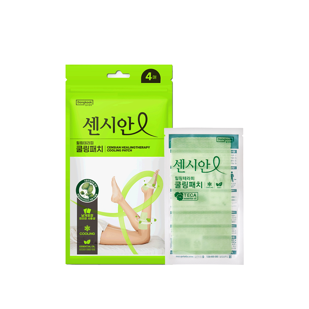 동국제약 센시안 힐링테라피 쿨링패치 4매 1개 / 종아리 다리 붓기제거 아이스 쿨패치 - 상품 이미지