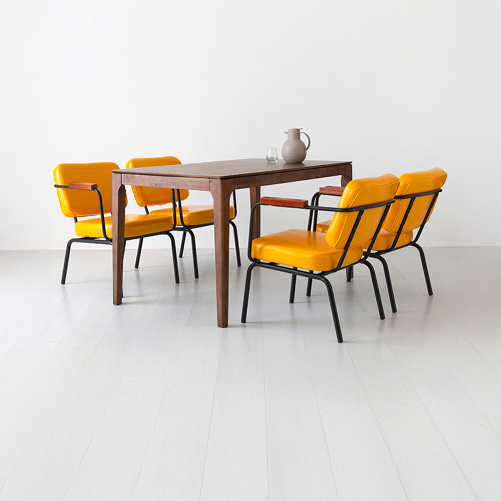 DEKY 테이블 13580 월넛 + 비라고 빈티지의자 블랙 4인세트