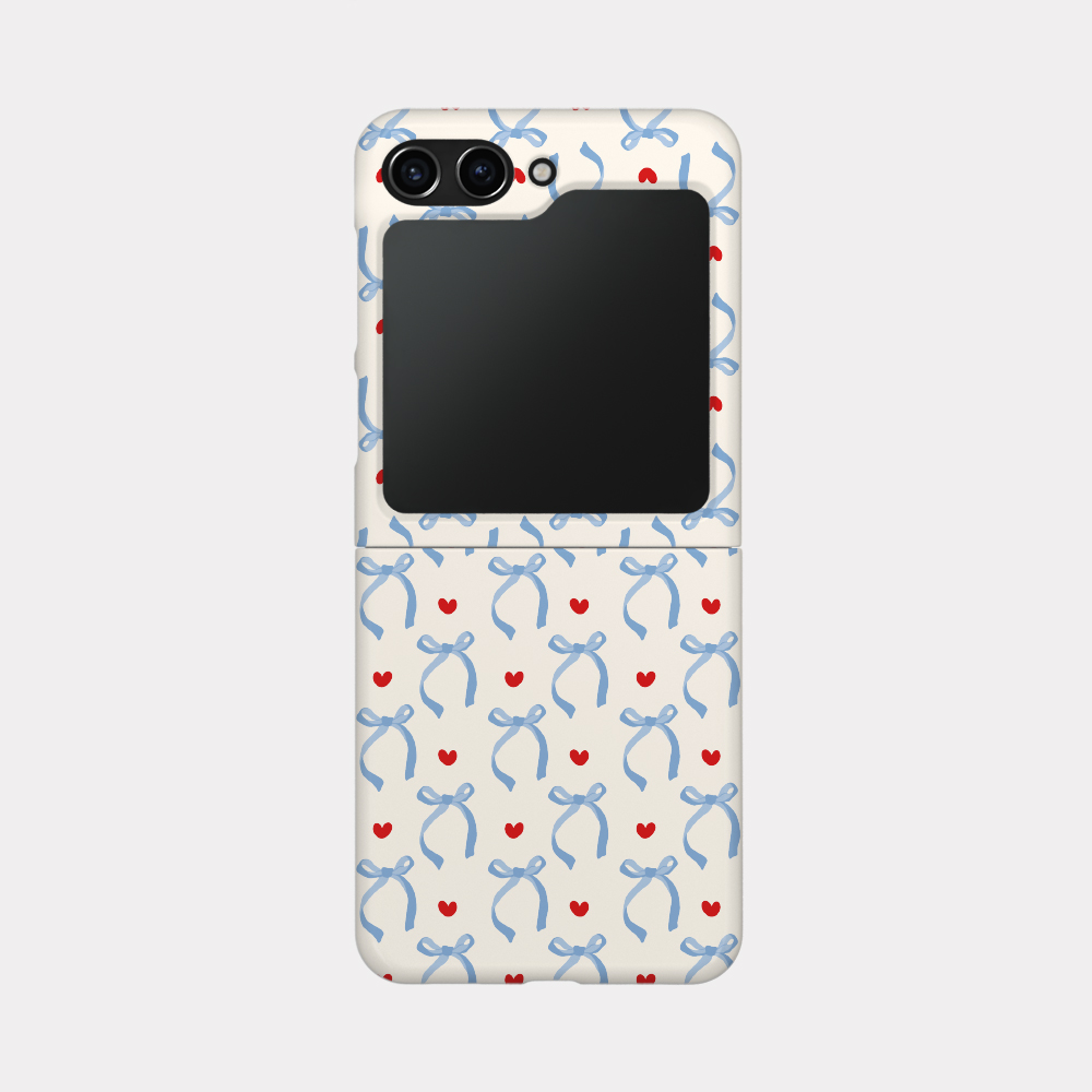vintage blue ribbon pattern 갤럭시 Zflip5 케이스 하드 제트 ivory - 상세 이미지 2