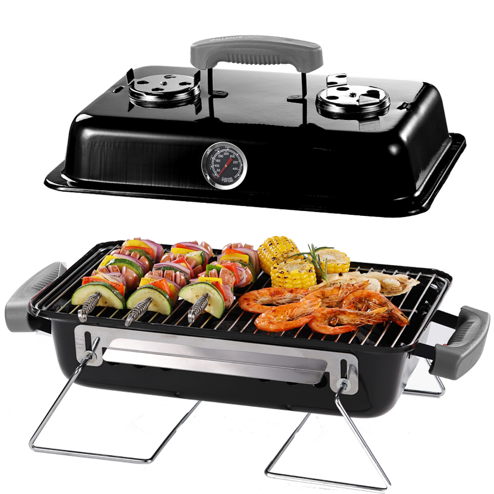 꾸버스 스모킹셰프 바베큐그릴 휴대용 접이식 캠핑 숯불 BBQ 훈제 직화 법랑 사각 화로대