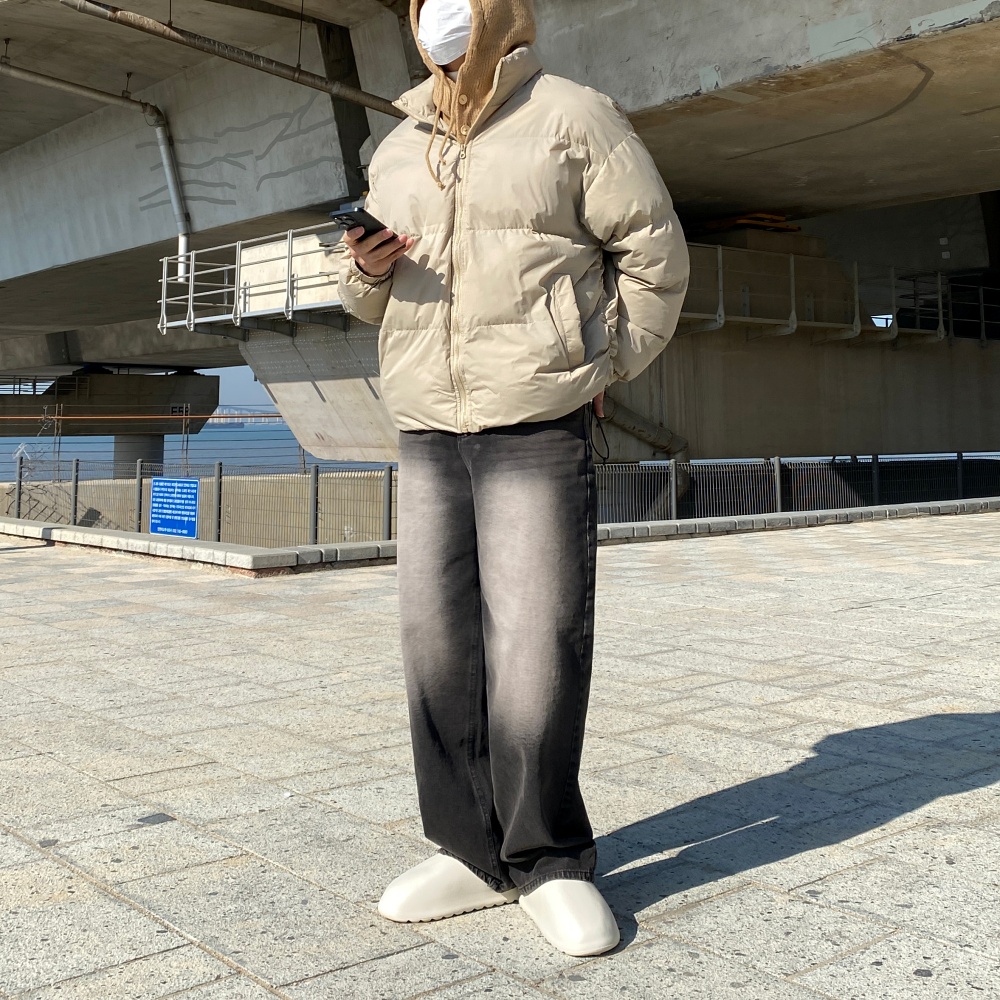 남자와이드청바지 통청바지 남자블랙진 - 상세 이미지 4