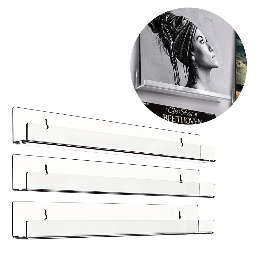 무타공 무지주 아크릴 벽선반 액자 네일 피규어 장난감 ㄷ자 투명 선반 A17