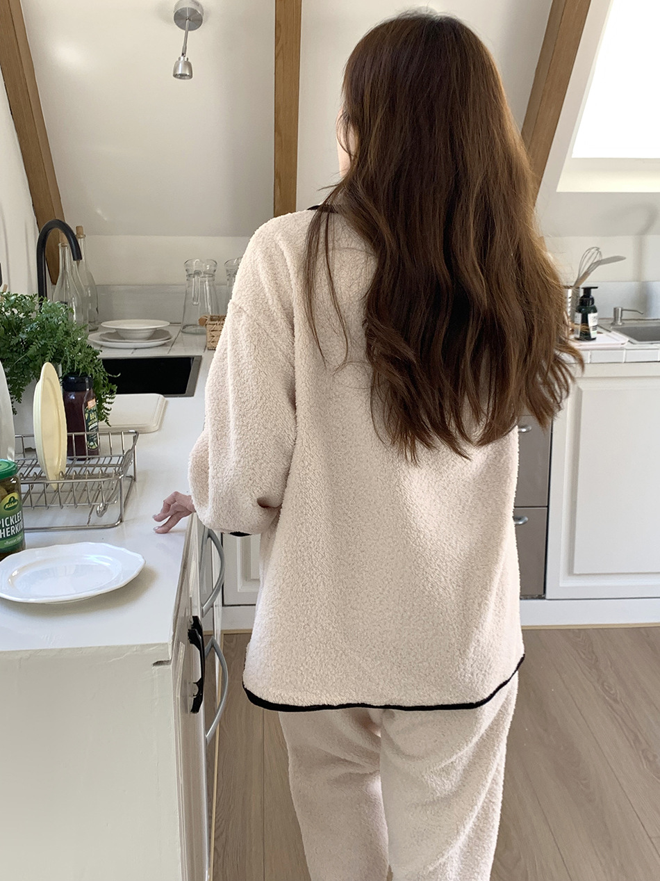 (수면잠옷) (모어잠옷세트) 극세사 여성 잠옷 여자 파자마 겨울 빅사이즈 카라 투피스 상세 이미지 10