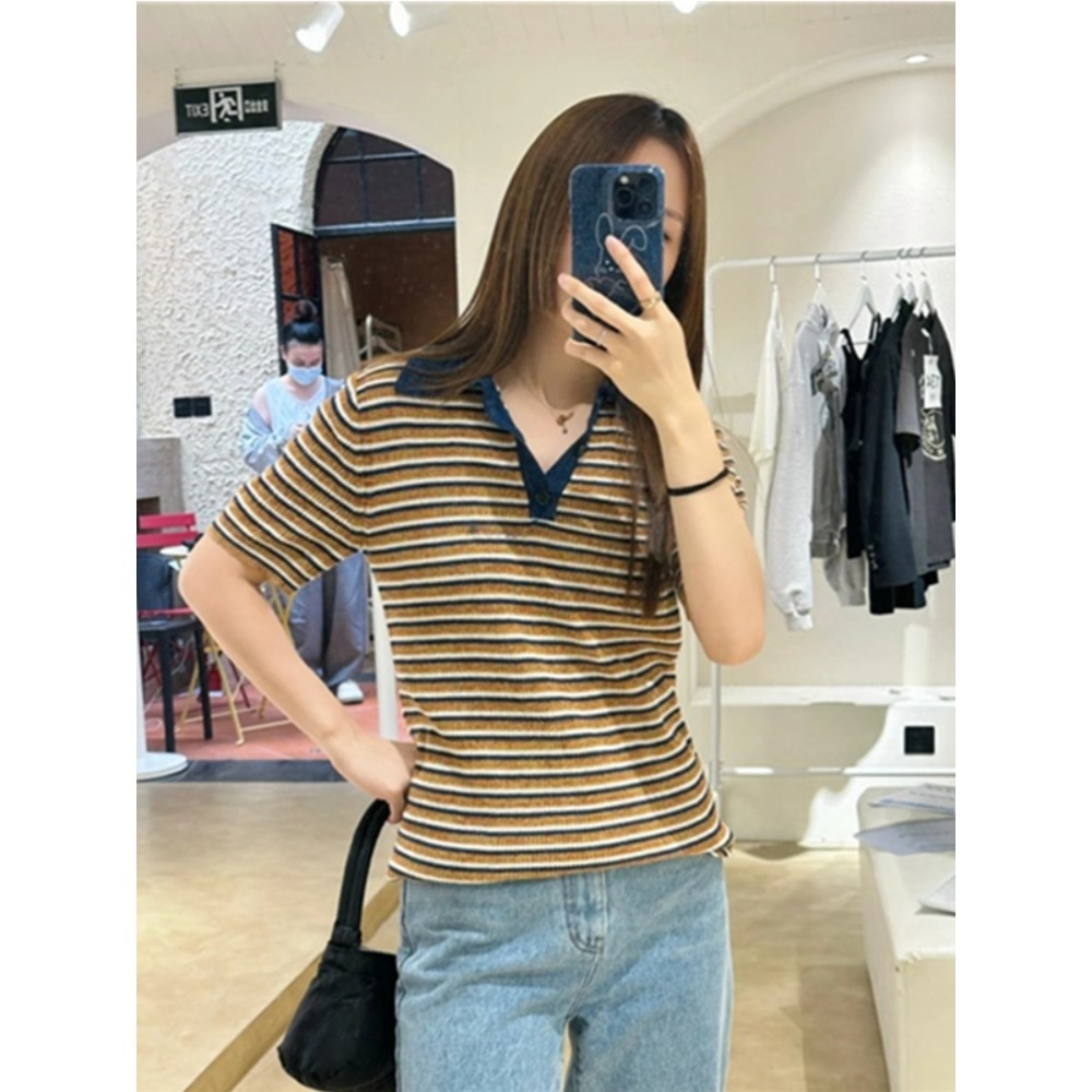 마이네임이즈가브리엘 다비치 이해리 니트 반팔 데일리 캐주얼 의상 옷 패션 - 상세 이미지 3