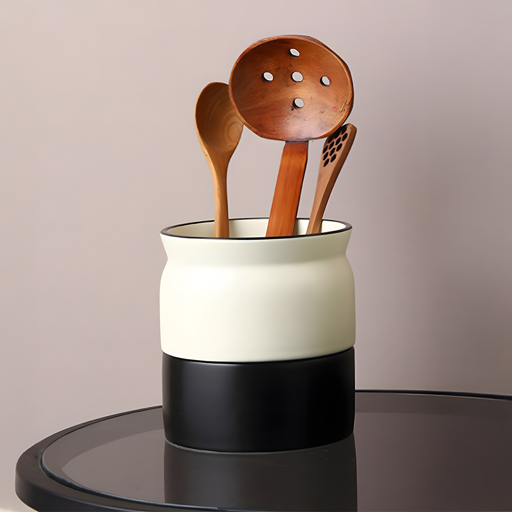 투톤 수저정리함 물빠짐수저통 도자기 조리도구 보관함 꽂이 숟가락통 소