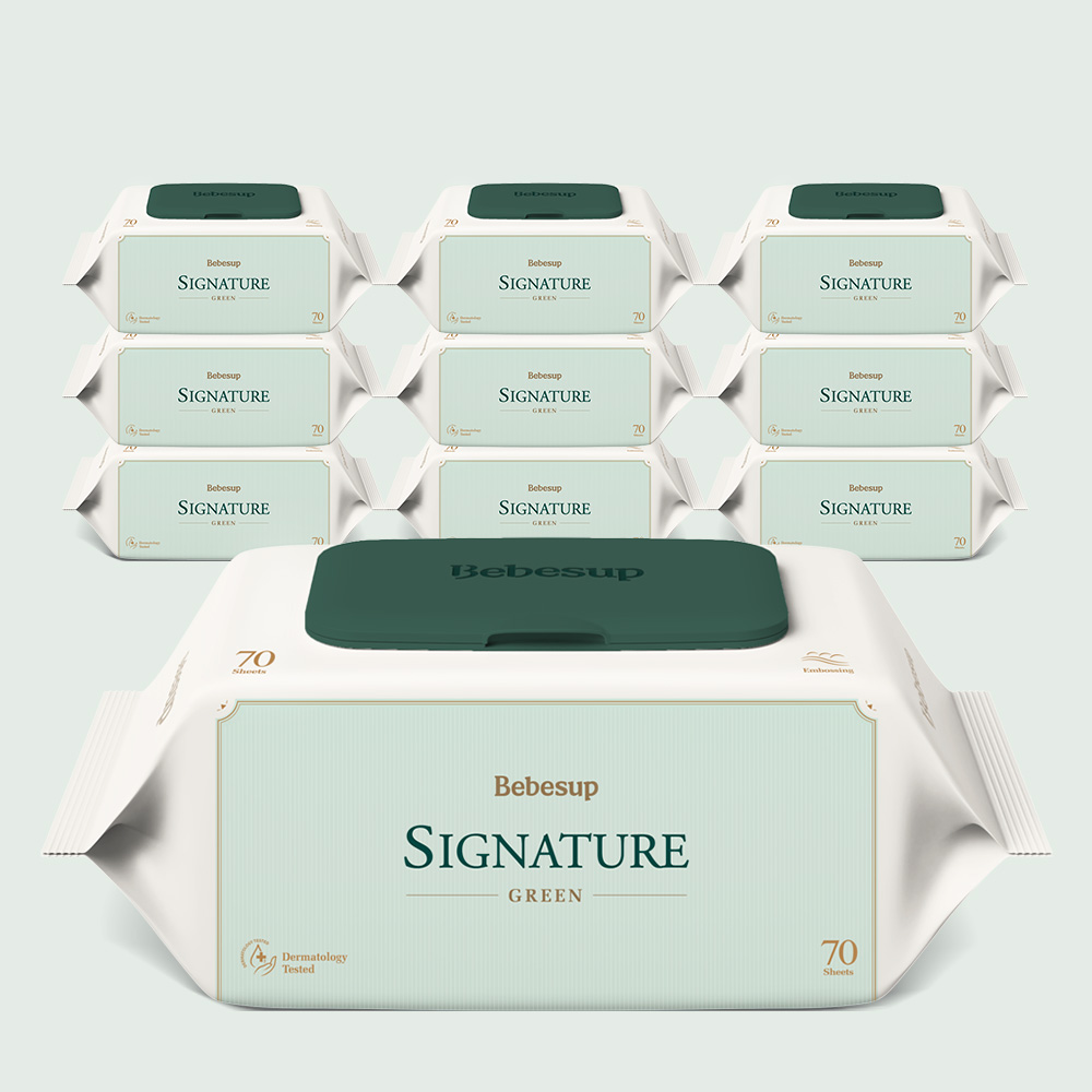 베베숲 아기물티슈 시그니처 그린 캡형 70매, 10개