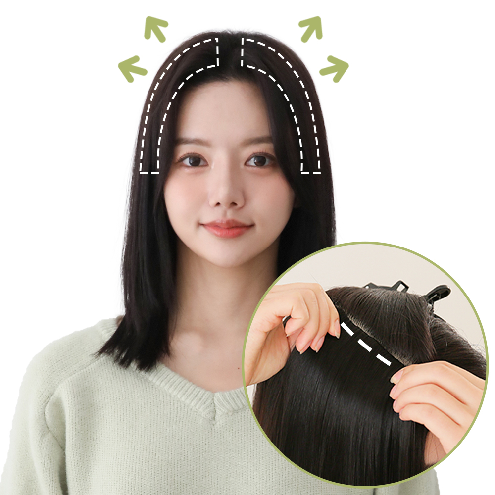 인모 헤어 뽕 피스 정수리가발 볼륨업 옆머리 뒷머리 부분 가발 - 상품 이미지