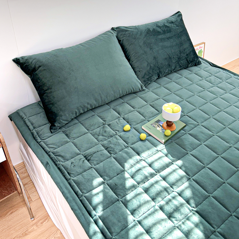 포근한 윈터테일 겨울 밍크 극세사 고정밴딩 침대패드 에버그린, SS(슈퍼싱글)