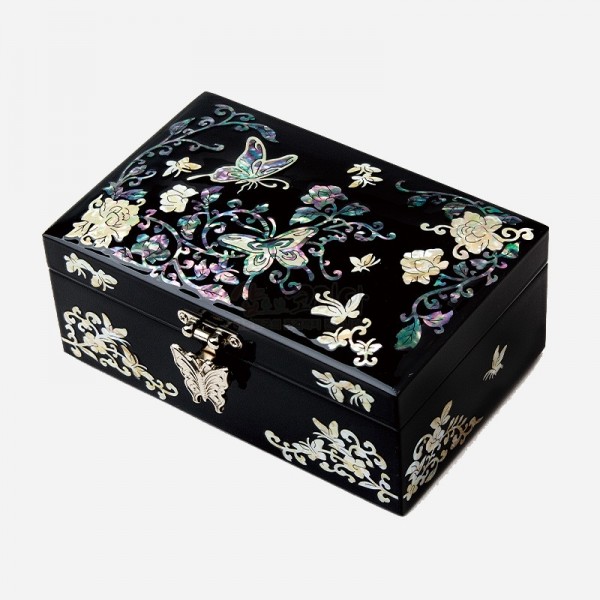한국 기념품 나전칠기 직보석함 - 나비 자개위를 날다(흑색) 외국인 선물