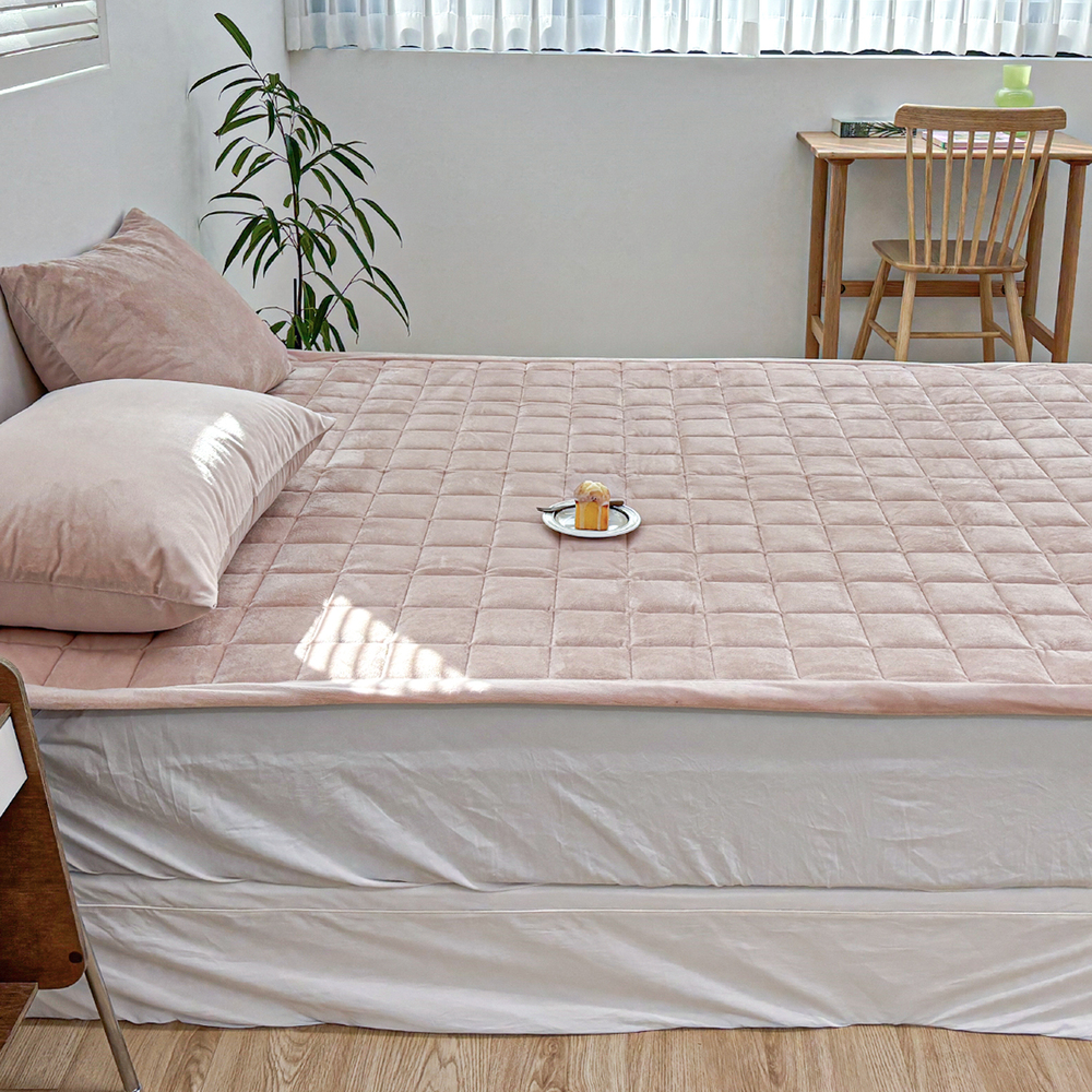 포근한 윈터테일 겨울 밍크 극세사 고정밴딩 침대패드 핑크 버니, DK(더블킹)