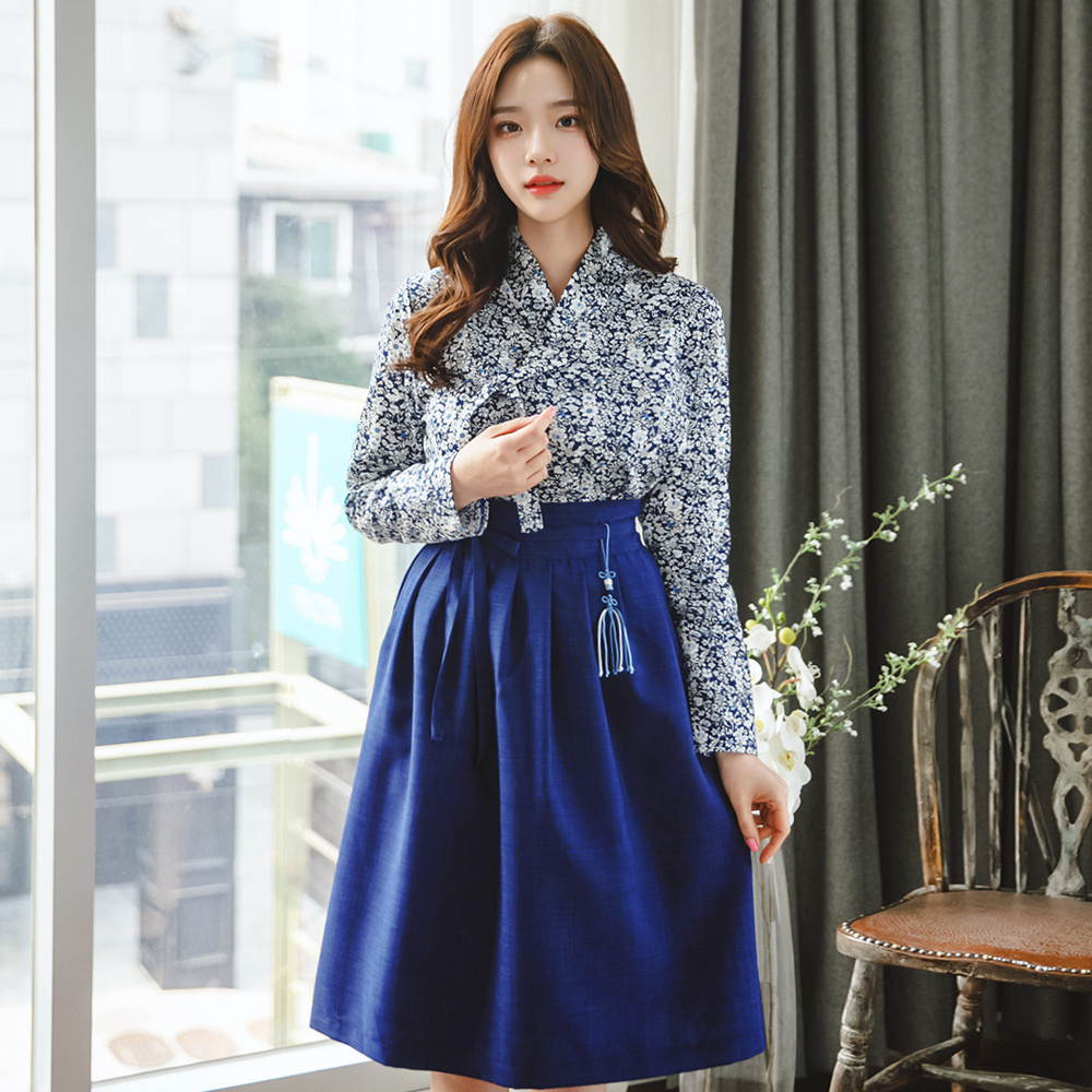 글월 네이비 허리치마 생활한복 개량 계량 퓨전 반티