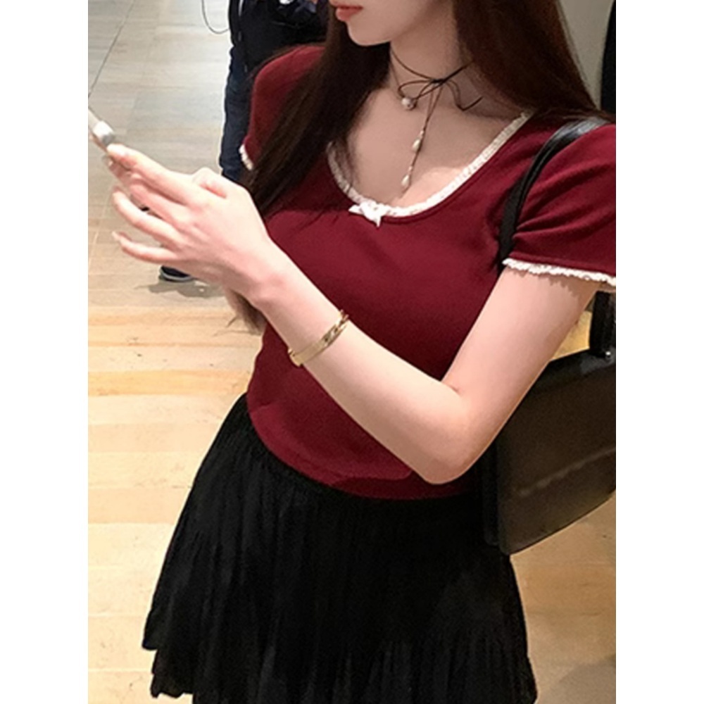 언니네산지직송 1회 안은진 티셔츠 반팔 U넥 리본 의상 옷 패션 - 상세 이미지 4