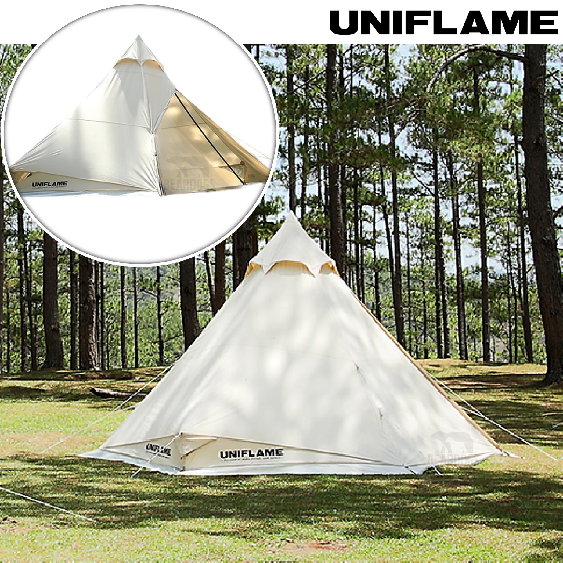 유니프레임 서커스 tc 티피 텐트 2폴 솔로 면 혼방 인디언텐트 그라운드시트 포함