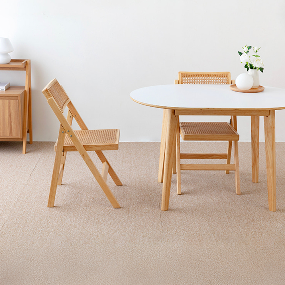 RAMIRA 테이블 12080 HPL 라운드형  + POLIM 접이식 라탄의자 2인세트