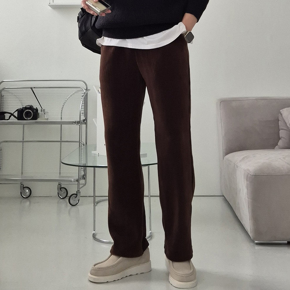 1+1 남자 골덴 바지 기모 겨울 바지 남성 와이드팬츠 - 상세 이미지 5