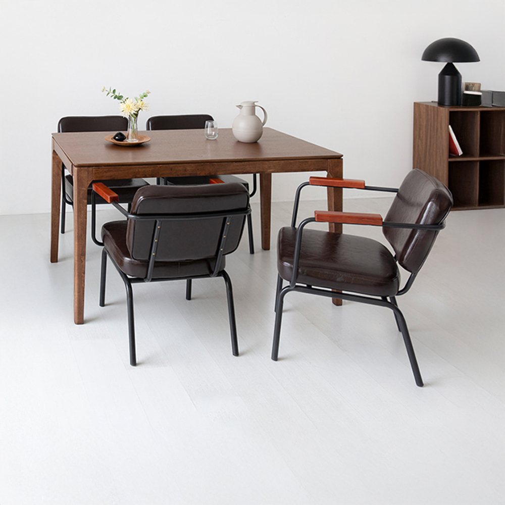 DEKY 테이블 13580 월넛 + 비라고 빈티지의자 블랙 4인세트
