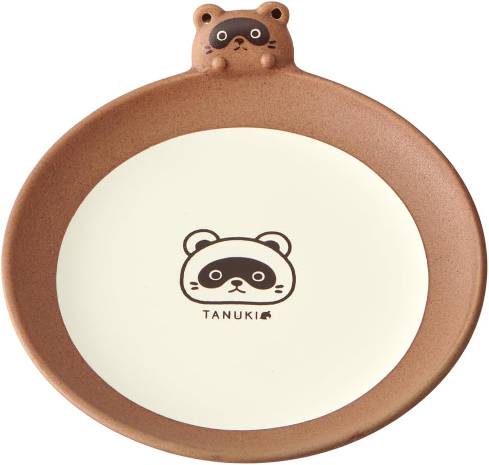 스케이터 너구리 TANUKI 캐릭터 다이컷 도자기 중간 접시 18cm CHPL18D-A