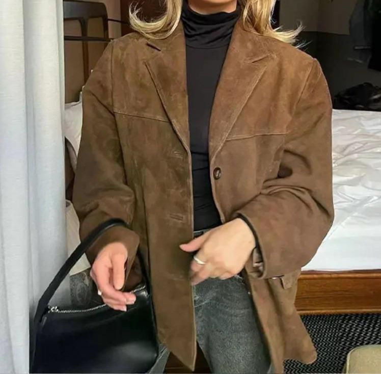 다크 여성용 싱글 브레스트 라펠 포켓 재킷 다목적 짧은 코트 스트리트 아우터 2024 가을 A 스타일 S - 상품 이미지