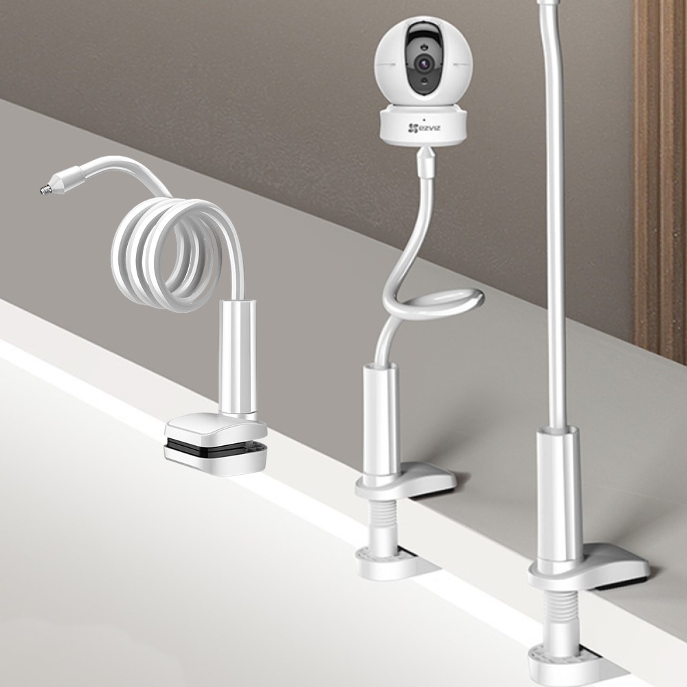 110cm 자바라 홈캠 거치대 집게 홈카메라 cctv 스탠드 화이트 무타공 간편 설치