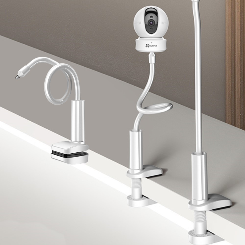 50cm 자바라 홈캠 거치대 집게 홈카메라 cctv 스탠드 화이트 무타공 간편 설치