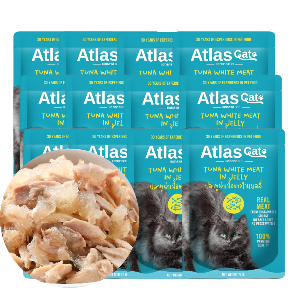 아틀라스 캣 고양이 파우치 흰살참치+젤리, 70g, 12개 - 상품 이미지