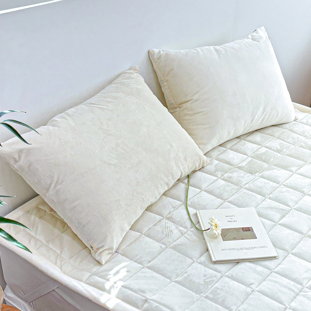 1+1 포근한 윈터테일 리버서블 워싱 밍크 겨울 극세사 베개커버 2장 베어 아이보리, 50x70cm