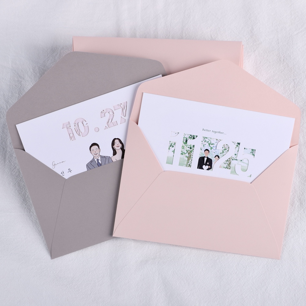 [자체 제작]50p 165x115mm 컬러 사각 청첩장 초대장 웨딩 축하 엽서 감사 봉투 - 상세 이미지 3