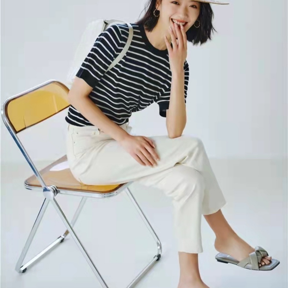 용감무쌍 용수정 48회 이화정 티셔츠 반팔 기미연 줄무늬 데일리 의상 옷 패션 - 메인 이미지