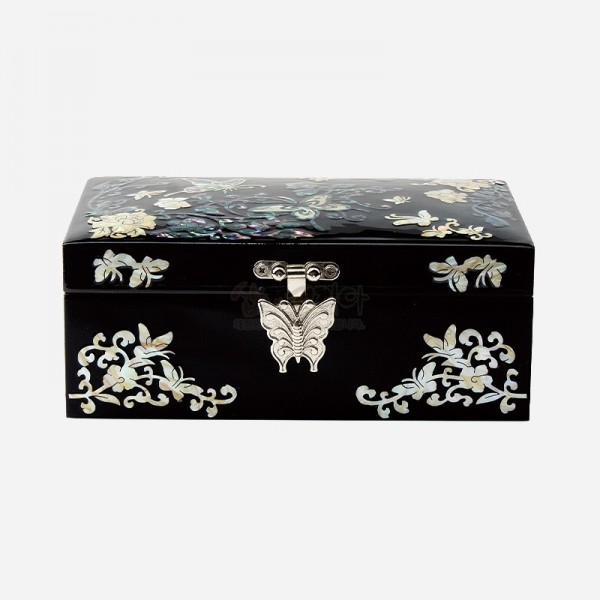 한국 기념품 나전칠기 직보석함 - 나비 자개위를 날다(흑색) 외국인 선물