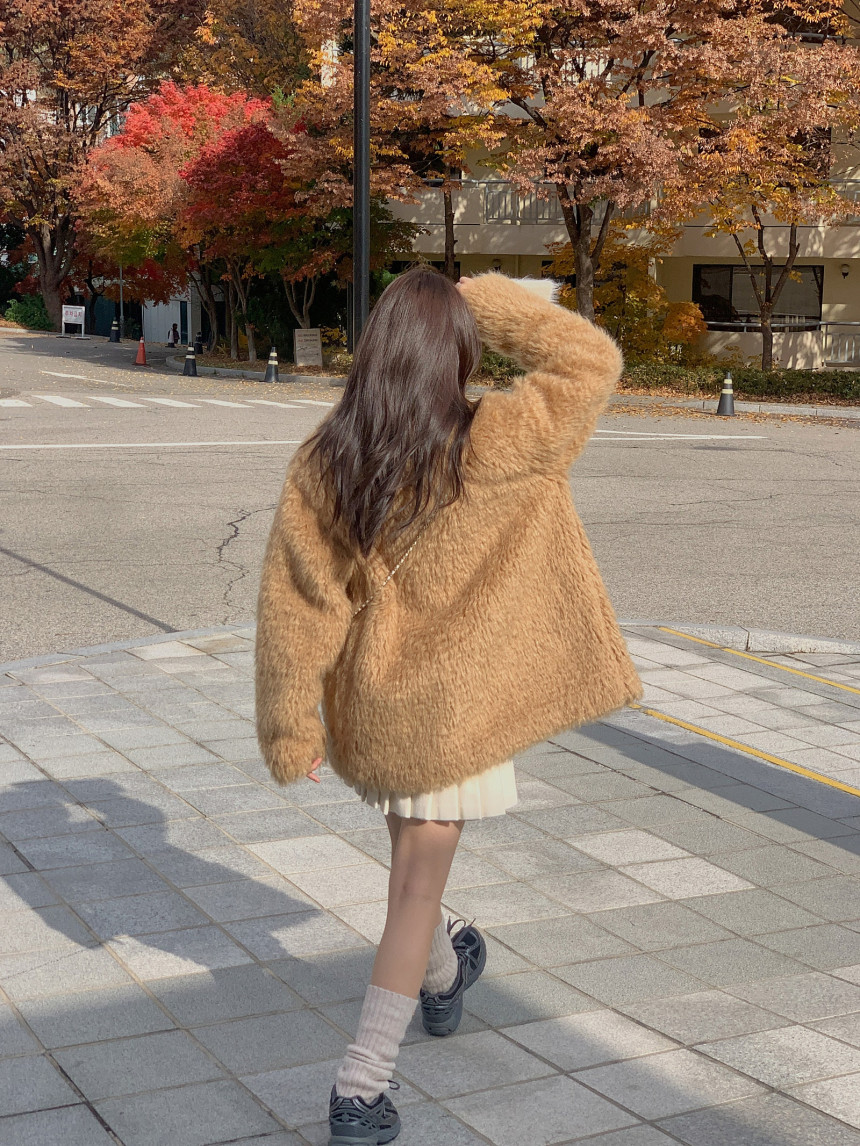 [⛄️퍼자켓] 미엘 세실 퍼 시어링 하프 싱글 코트 2color 상세 이미지 14