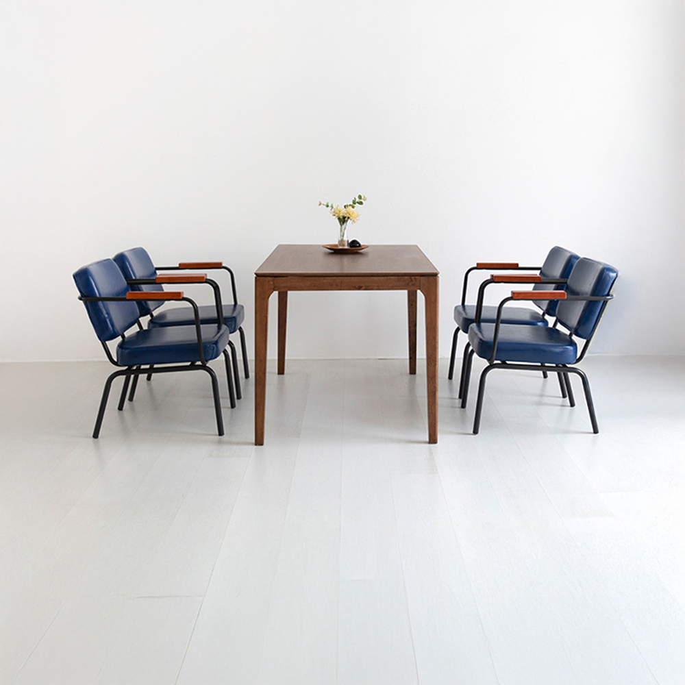 DEKY 테이블 13580 월넛 + 비라고 빈티지의자 블랙 4인세트