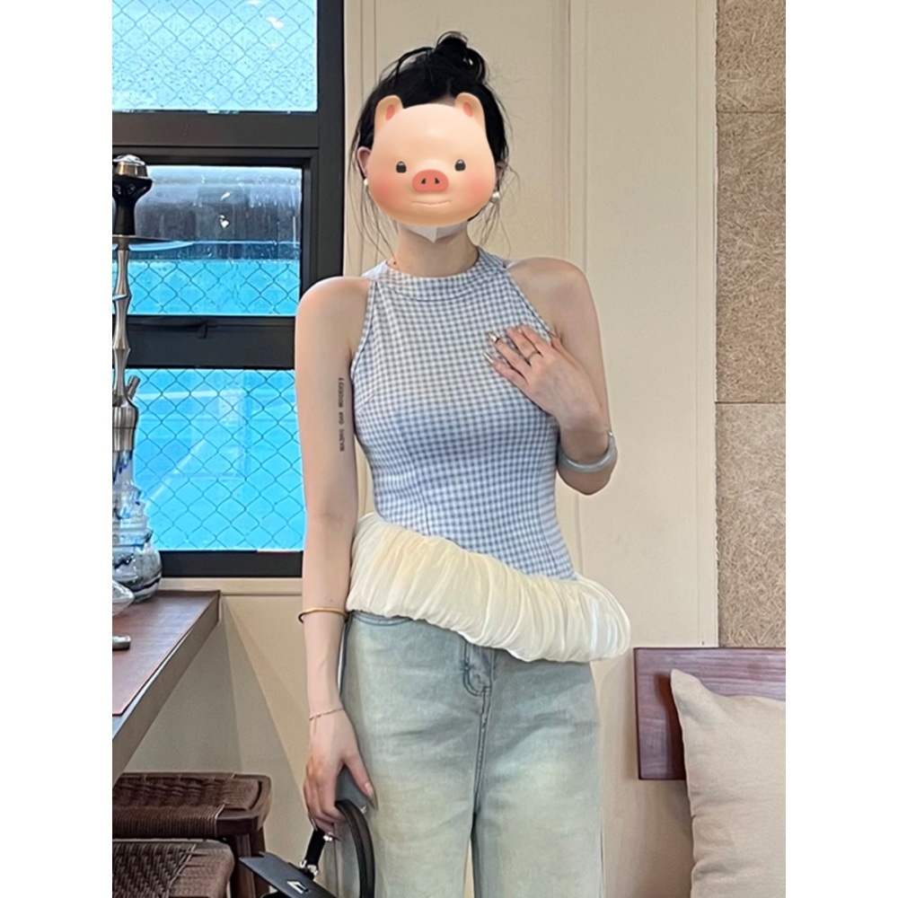 덱스의냉터뷰 태연 민소매 나시 홀터넥 레이스 의상 옷 패션 - 상세 이미지 3