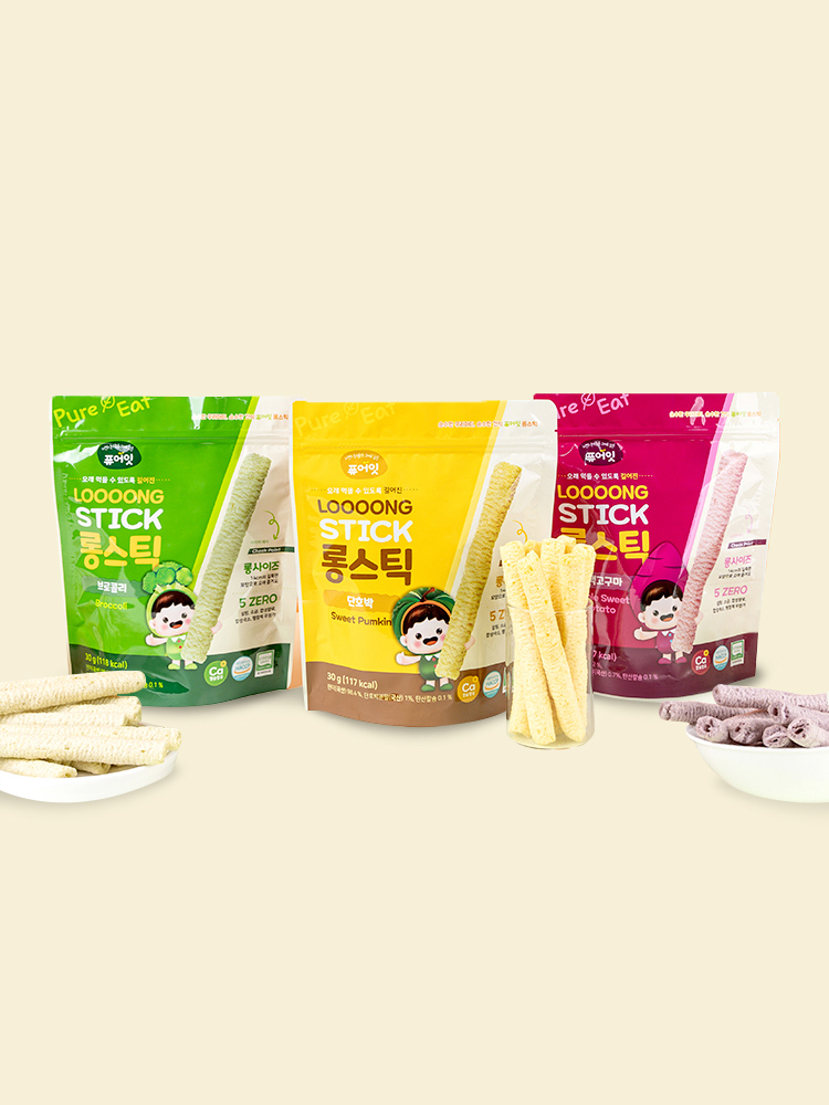 퓨어잇 유기농 쌀과자 아이간식 롱스틱 3봉세트 아기과자