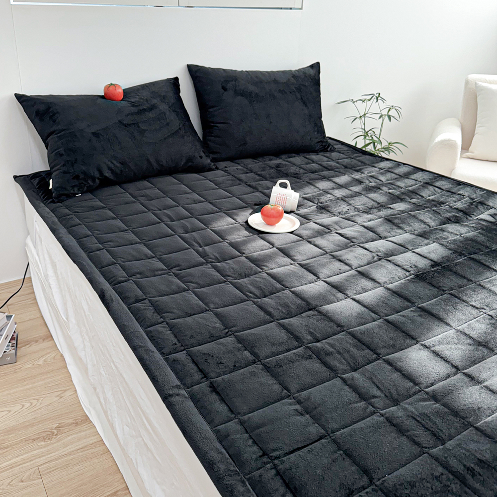 포근한 윈터테일 겨울 밍크 극세사 고정밴딩 침대패드 블랙 캣, SS(슈퍼싱글)
