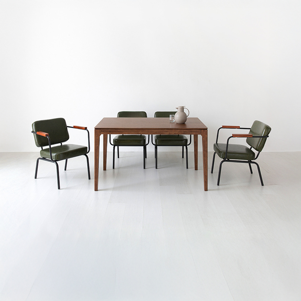 DEKY 테이블 13580 월넛 + 비라고 빈티지의자 블랙 4인세트