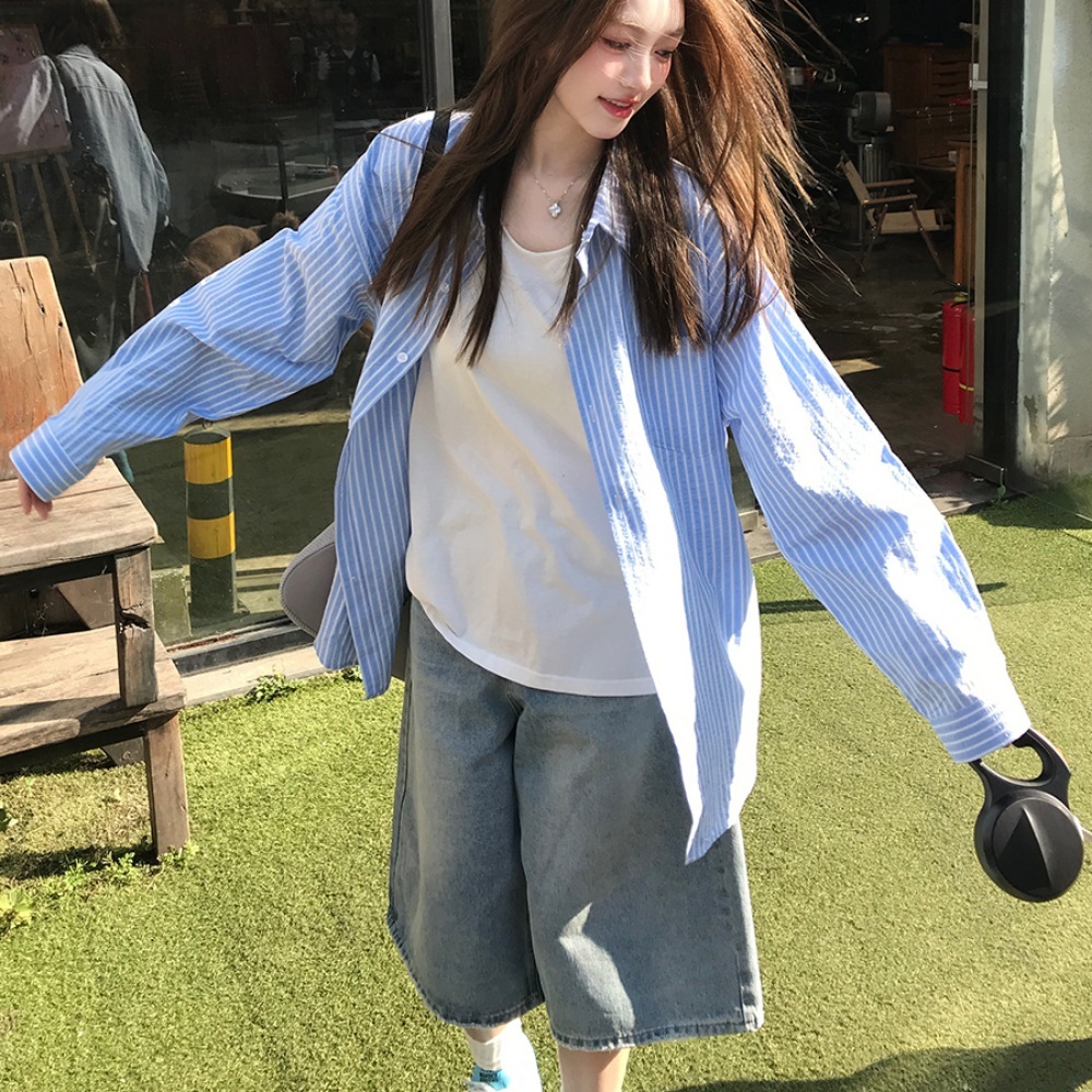 용감무쌍 용수정 46회 엄현경 셔츠 블라우스 용수정 루즈핏 줄무늬 의상 옷 패션 - 메인 이미지