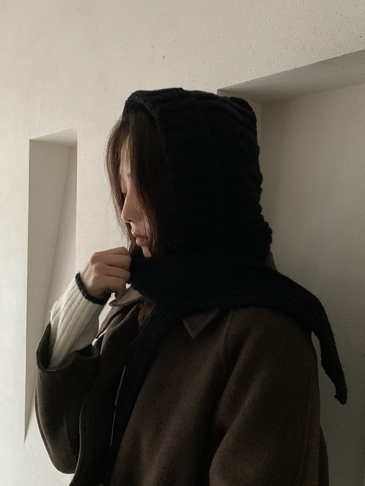[울80%] 2way 꽈배기 바라클라바 머플러 - 여성 넥워머 후드모자 후드숄 니트목도리 - 상세 이미지 5