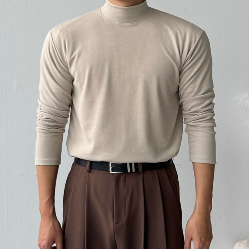 1+1 남자 카온 겨울 부드러운 무지 반목 반폴라 티셔츠 이미지 4