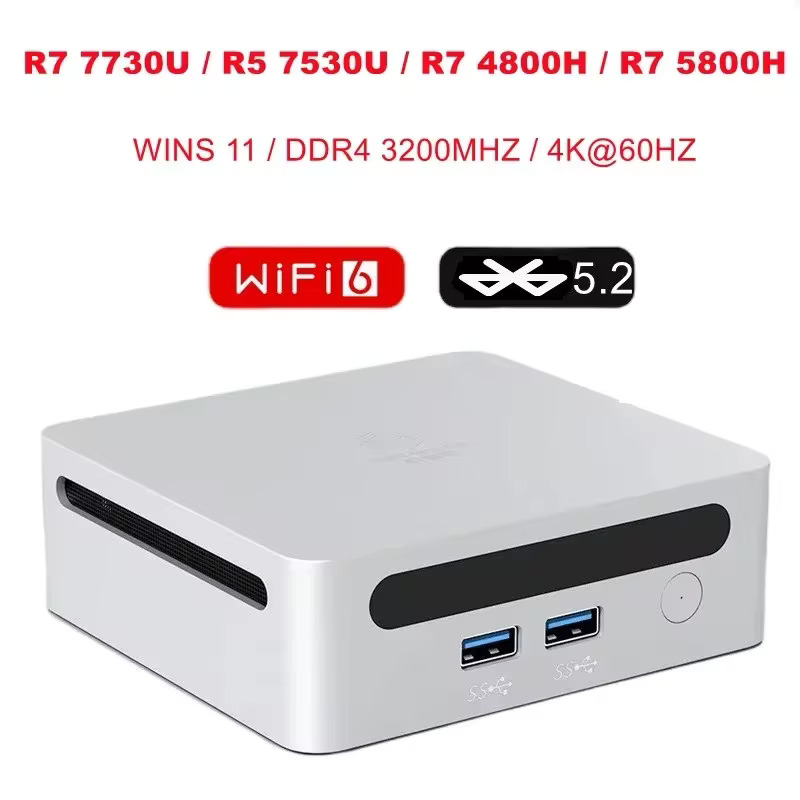 미니pc 미니피씨 SZBOX 미니 PC 트리플 디스플레이 데스크 게이밍 R7 7730U R5 7530U 4800H 5800H Win 11 DDR4 3200M M.2 2280 NV... 