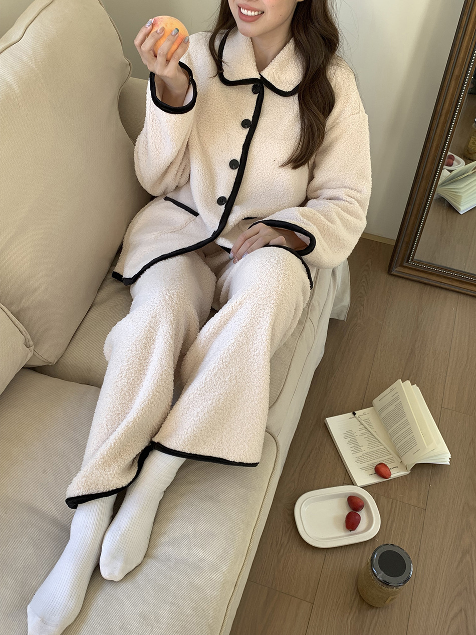 (수면잠옷) (모어잠옷세트) 극세사 여성 잠옷 여자 파자마 겨울 빅사이즈 카라 투피스 상세 이미지 21