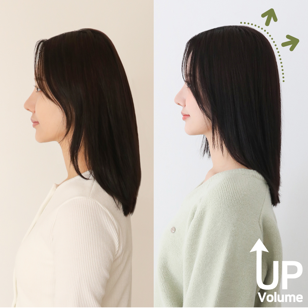 인모 헤어 뽕 피스 정수리가발 볼륨업 옆머리 뒷머리 부분 가발 - 상세 이미지 3