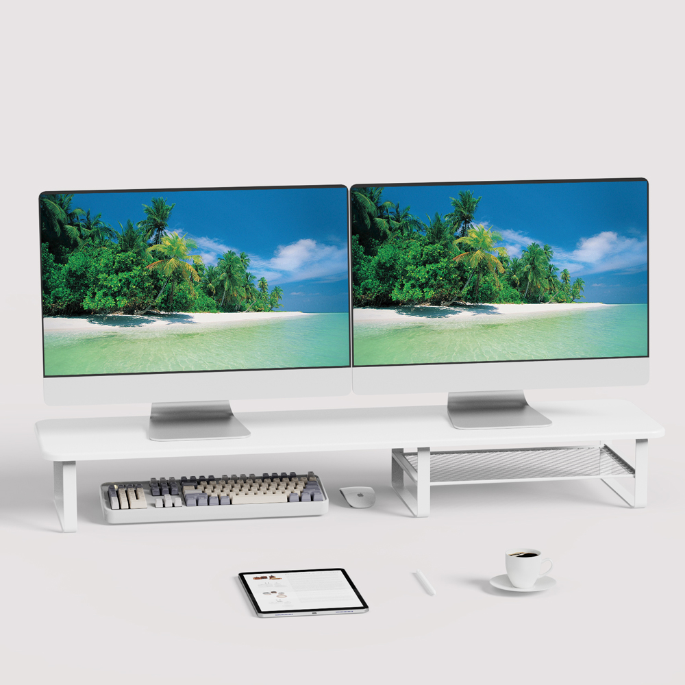 몽상컴퍼니 DS-100 와이드 및 보조 선반 듀얼 모니터받침대 높은 스탠드