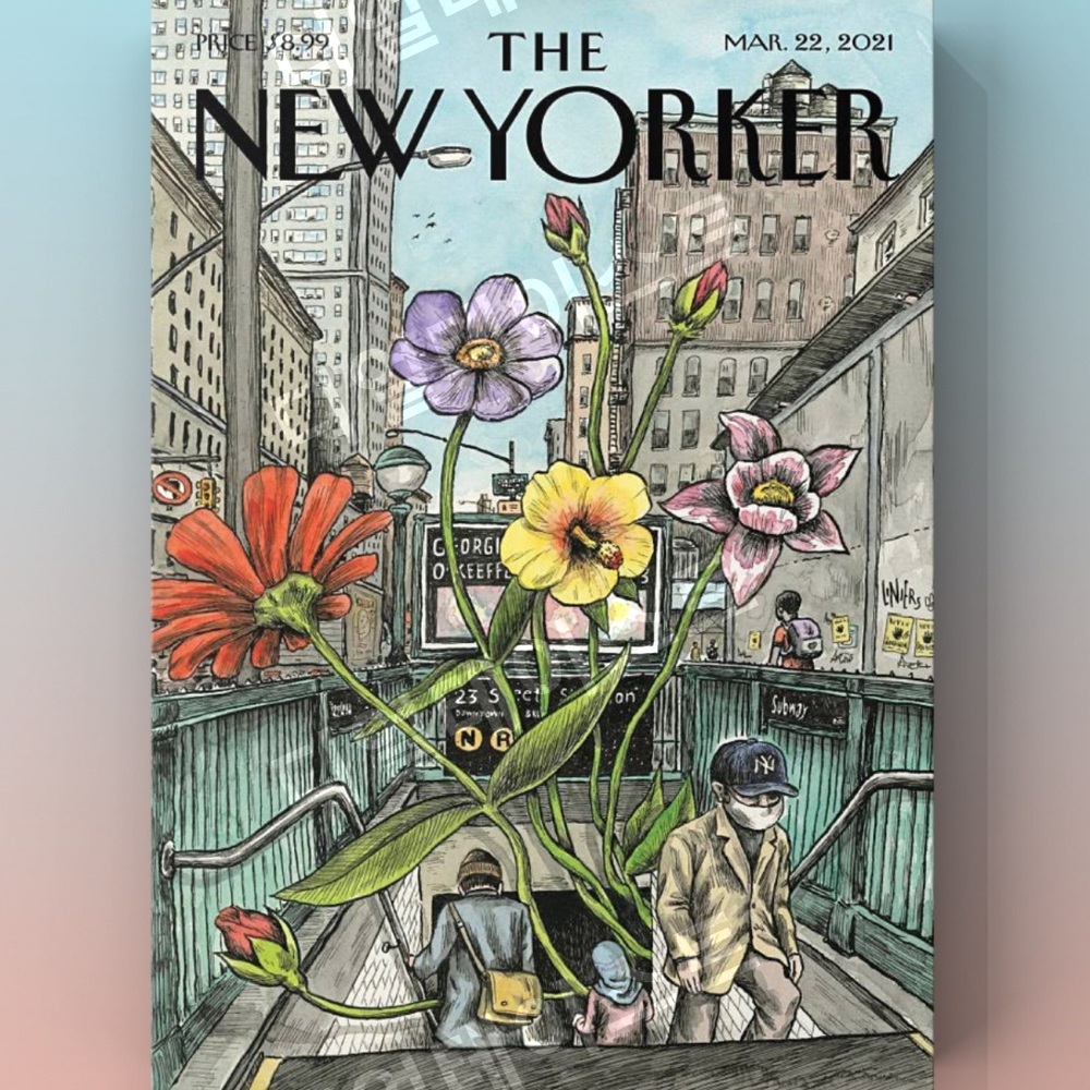 New Yorker 봄 인테리어 그림 일러스트 액자 포스터 - 상품 이미지