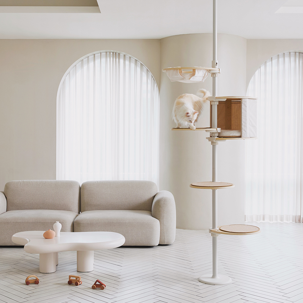 내핑하우스 캣폴 풀세트 뚱냥이 아이언 봉 튼튼 원목 캣타워 고양이 먼치킨 높이 조절가능
