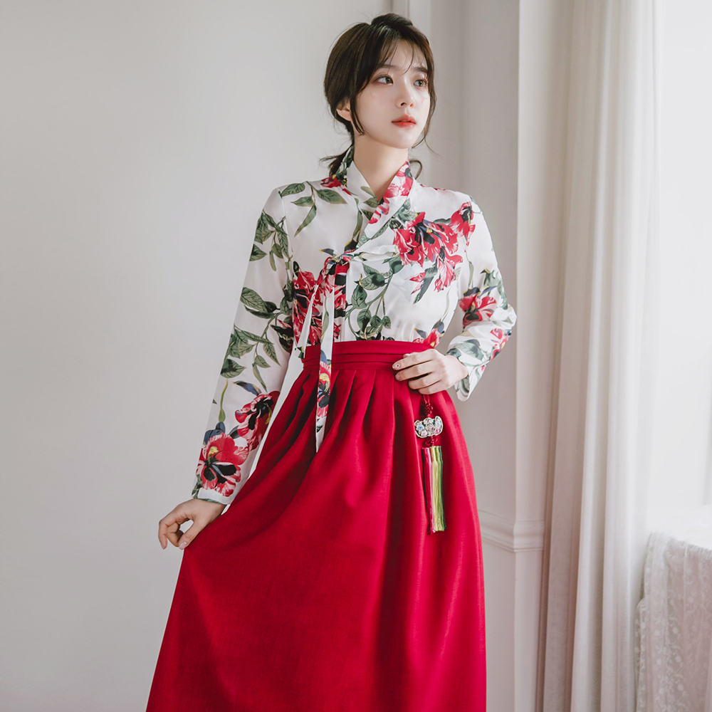 생활한복 세트 아리솔+꽃잠 개량 계량 퓨전 반티-166